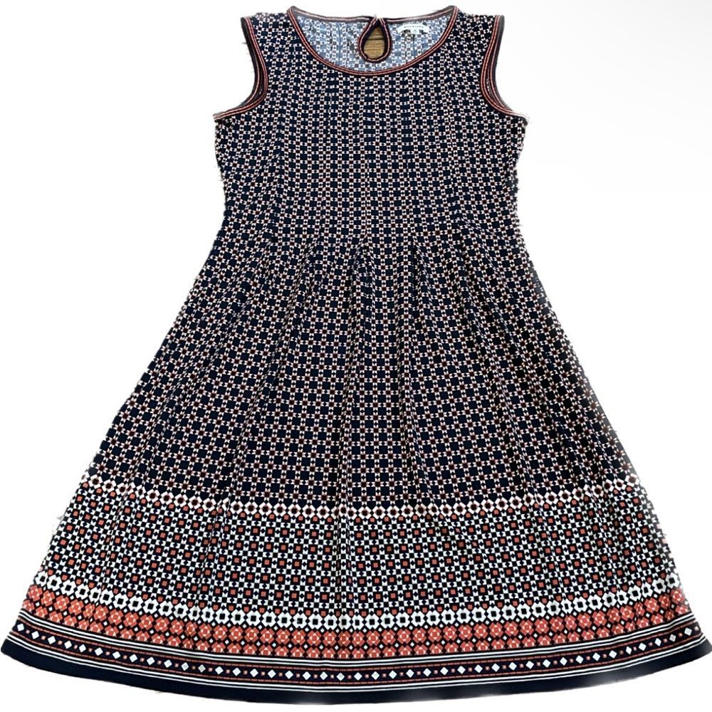 Max Studio Medium Blue Pink pleated pattern dress